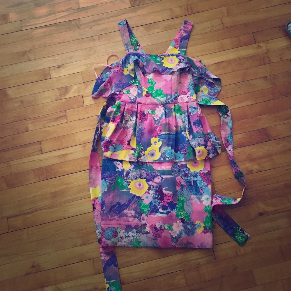 Peter Som floral short peplum dress